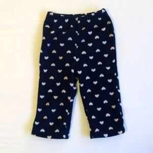 baby mode heart print navy fleece pants 12 months baby girl